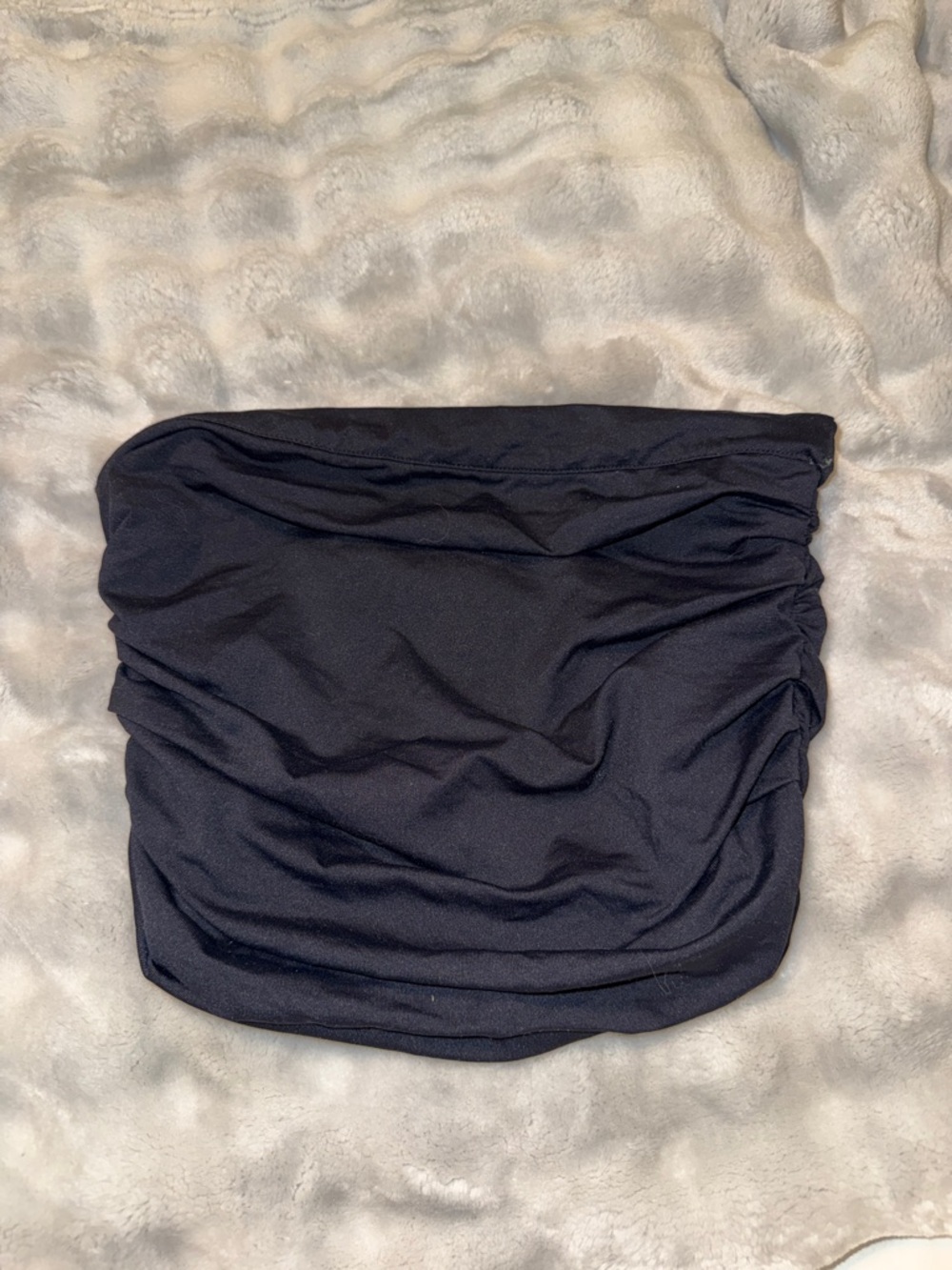 M Zara Black Ruched Cropped Tube Top